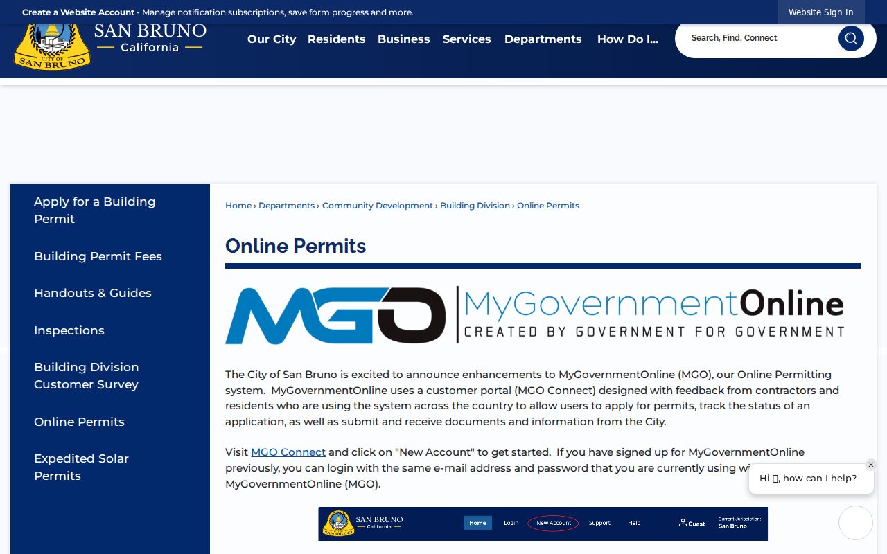 San Bruno people search through MGO Connect permit records