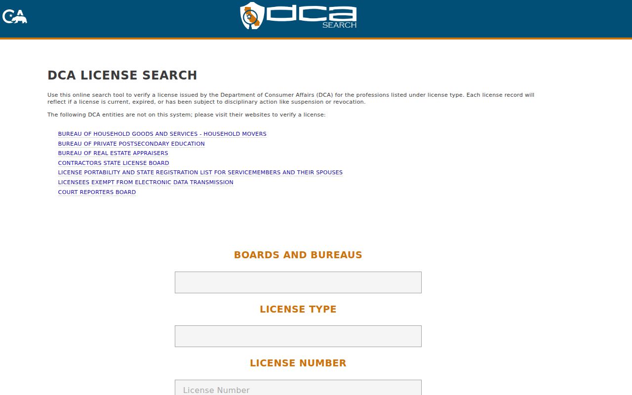 San Bruno people directories view of California professional license search