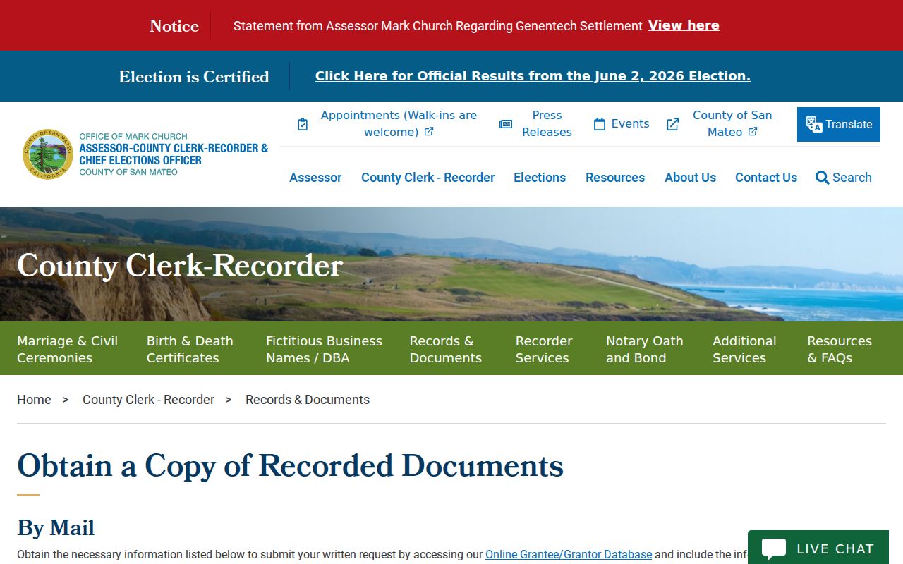 San Bruno public records copy request instructions for recorded documents